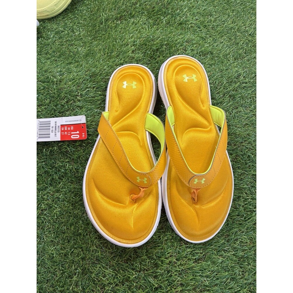Under Armour Marbella VII T Flip Flops Yellow Women’s Size 10 NWT 4D Foam